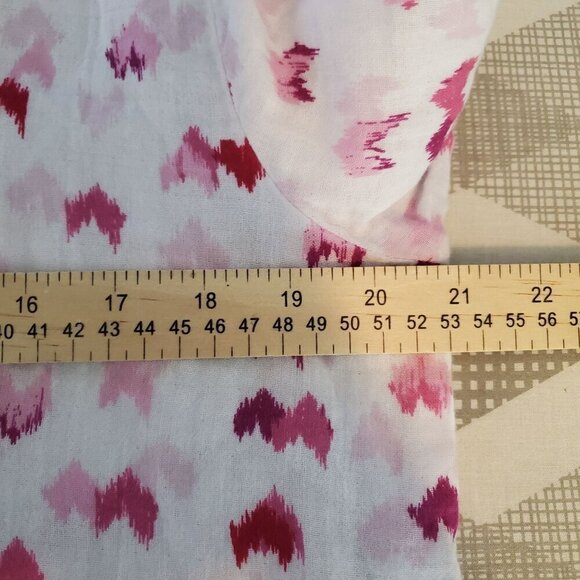 Beachlunchlounge Button Up Shirt Medium White Pink Double layer Cotton Gauze Tie - Picture 4 of 12